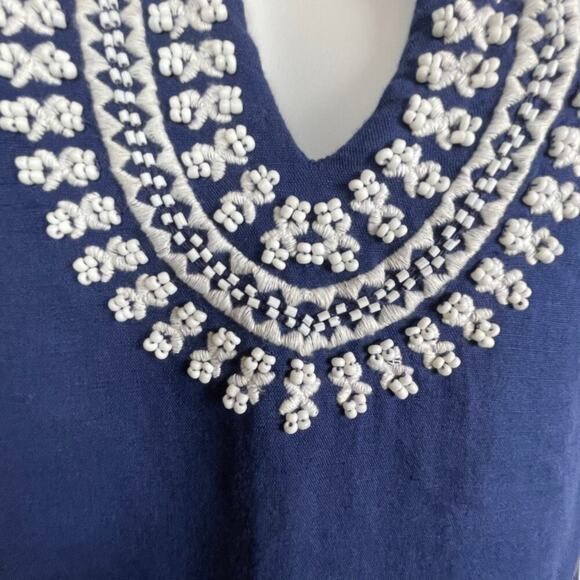 Vineyard Vines Size 6 Blue Sheath Embellished Beaded Trim - Picture 4 of 9